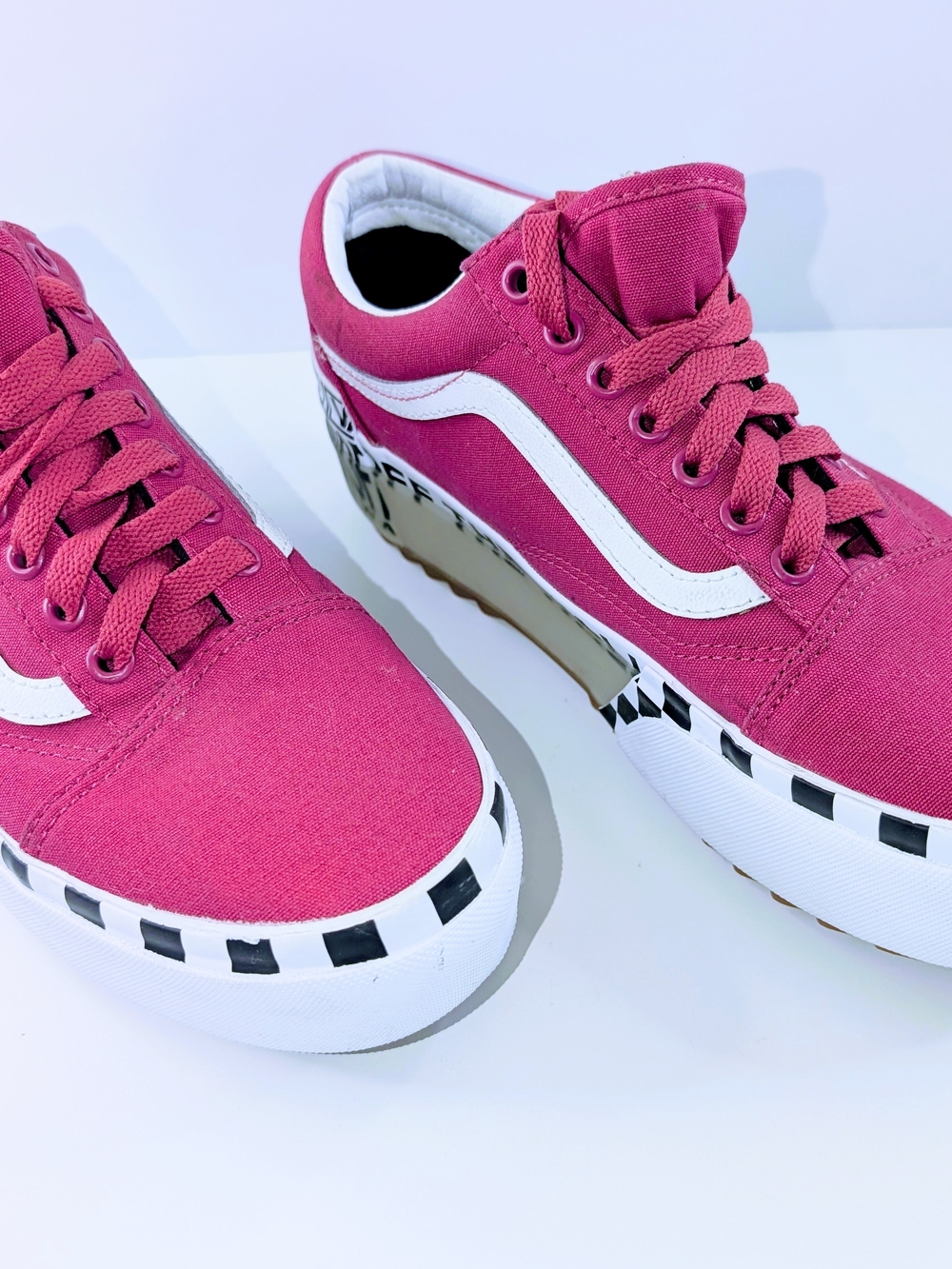 Vans Old Skool Stacked Logo Platform Pink Sneakers Women’s 8.5 - Picture 6 of 7